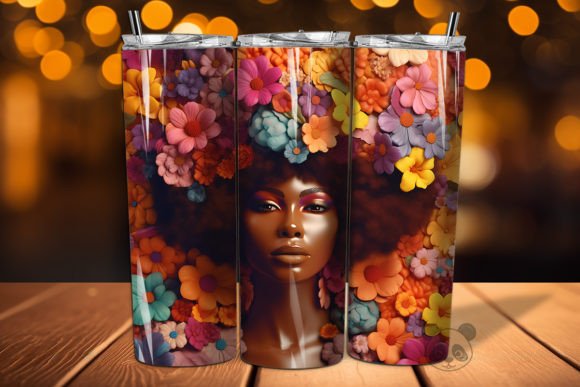 3D Afro Women Straight Tumbler Wrap PNG: A Versatile Design for Creative Professionals