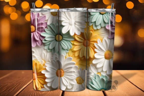 3D Daisy Flower Seamless Pattern 5
