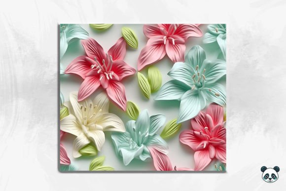3D Lily Flower Seamless Pattern 3