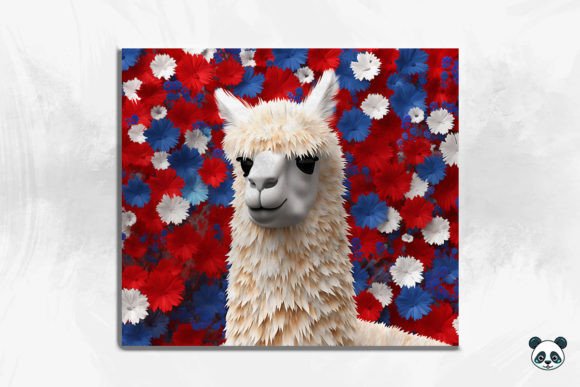 3D Patriotic Alpaca Tumbler Wrap Png