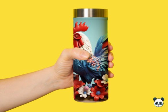 3D Patriotic Rooster Tumbler Wrap Png 2