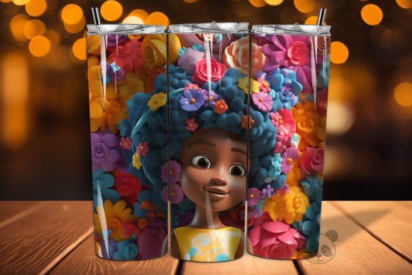 Afro Little Girl 3D Tumbler Wrap Png 16