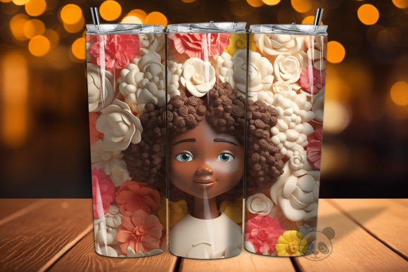 Afro Little Girl 3D Tumbler Wrap Png 2