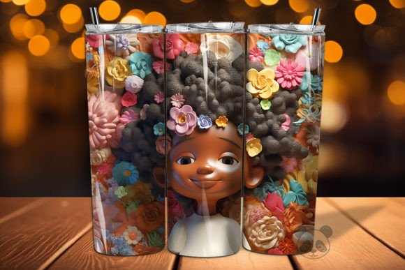 Afro Little Girl 3D Tumbler Wrap Png 22: A Creative and Practical Design Solution