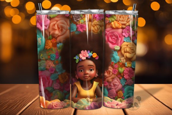 Afro Little Girl 3D Tumbler Wrap Png 5