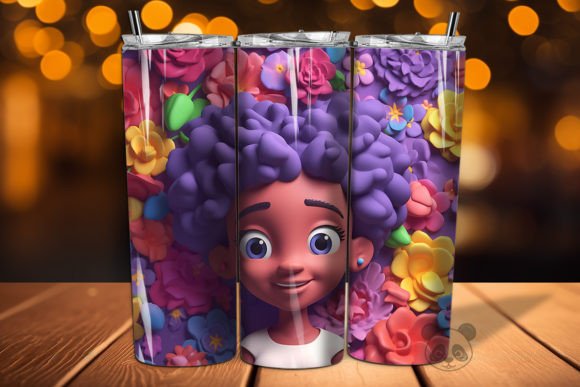 Afro Little Girl 3D Tumbler Wrap Png 9