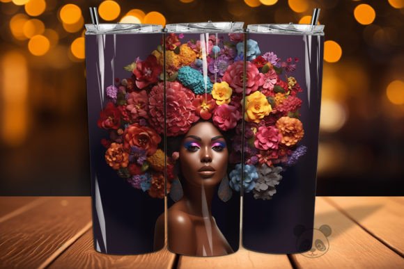 Afro Women 3D Skinny Tumbler Wrap PNG: A Versatile Design for Creative and Commercial Use