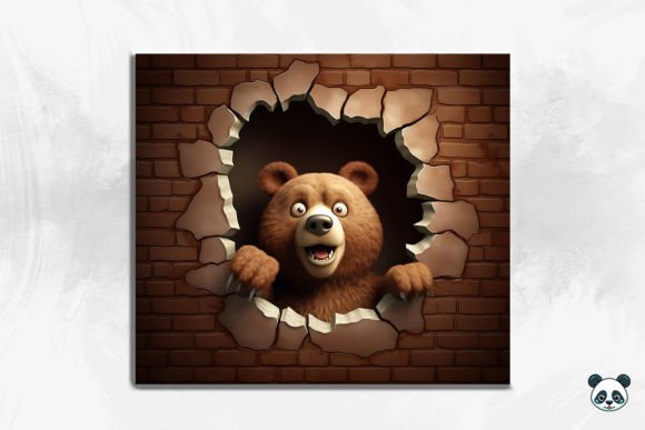 Brown Bear 3D Cracked Hole Tumbler Wrap