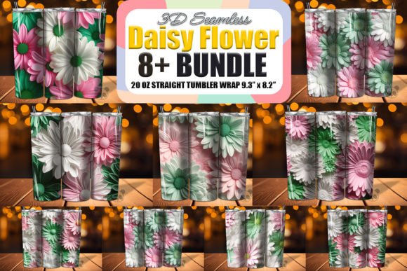 Green Pink Daisy Seamless Pattern Bundle: A Versatile Design for Creative Projects
