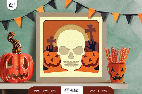 Halloween Skull 3D Layered Paper Cut