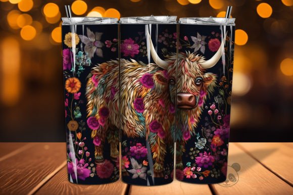 Highland Cow 3D Embroidered Tumbler Wrap: A Unique Blend of Tradition and Modern Design