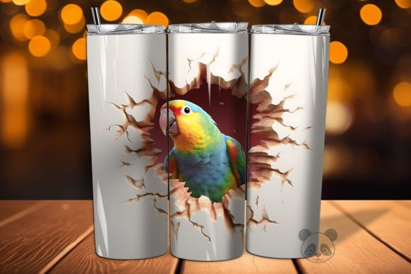 Lovebird 3D Cracked Hole Tumbler Wrap