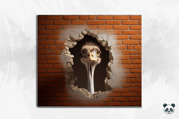 Ostrich 3D Cracked Hole Tumbler Wrap