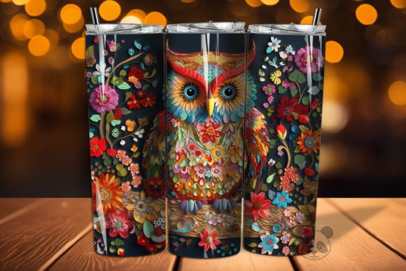Owl 3D Embroidered Tumbler Wrap 12
