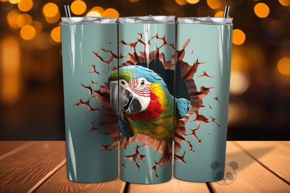 Parrot 3D Cracked Hole Tumbler Wrap 2