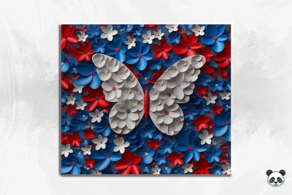 Patriotic Butterfly 3D Tumbler Wrap PNG