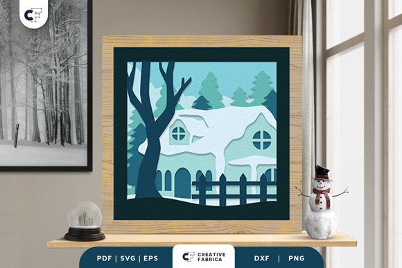 Winter Houses Shadow Box Paper Cut: A Creative Addition to Your Crafting Workflow